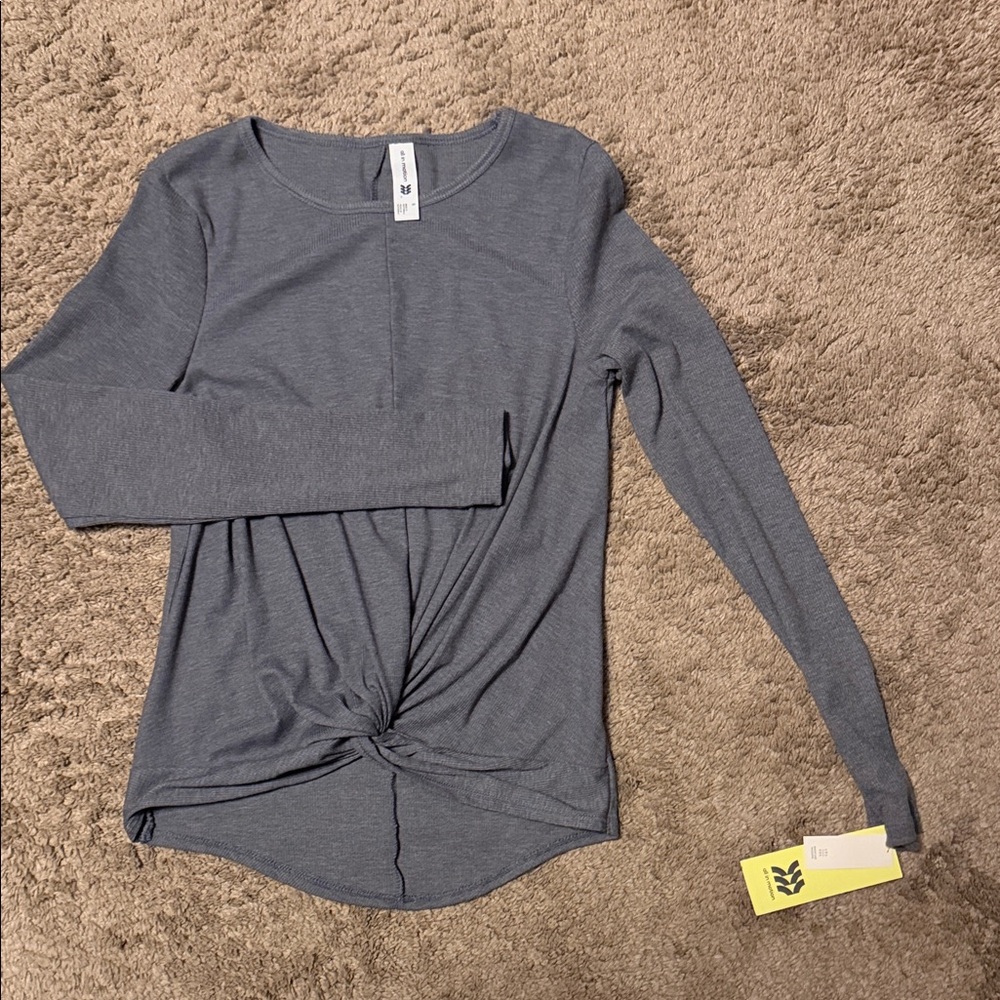 All in Motion Charcoal Long Sleeve Ribbed Twist Top